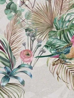 Gres Mural Eden Grey C Sugar 60x120-płytki z ptakami   GAT I