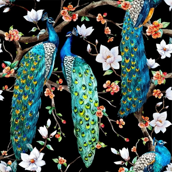 Mural gresowy 60x60 DEK PEACOCK BLACK MAT GAT I