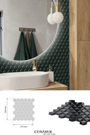 Ceramik Studio Mozaika 3D Hex Black