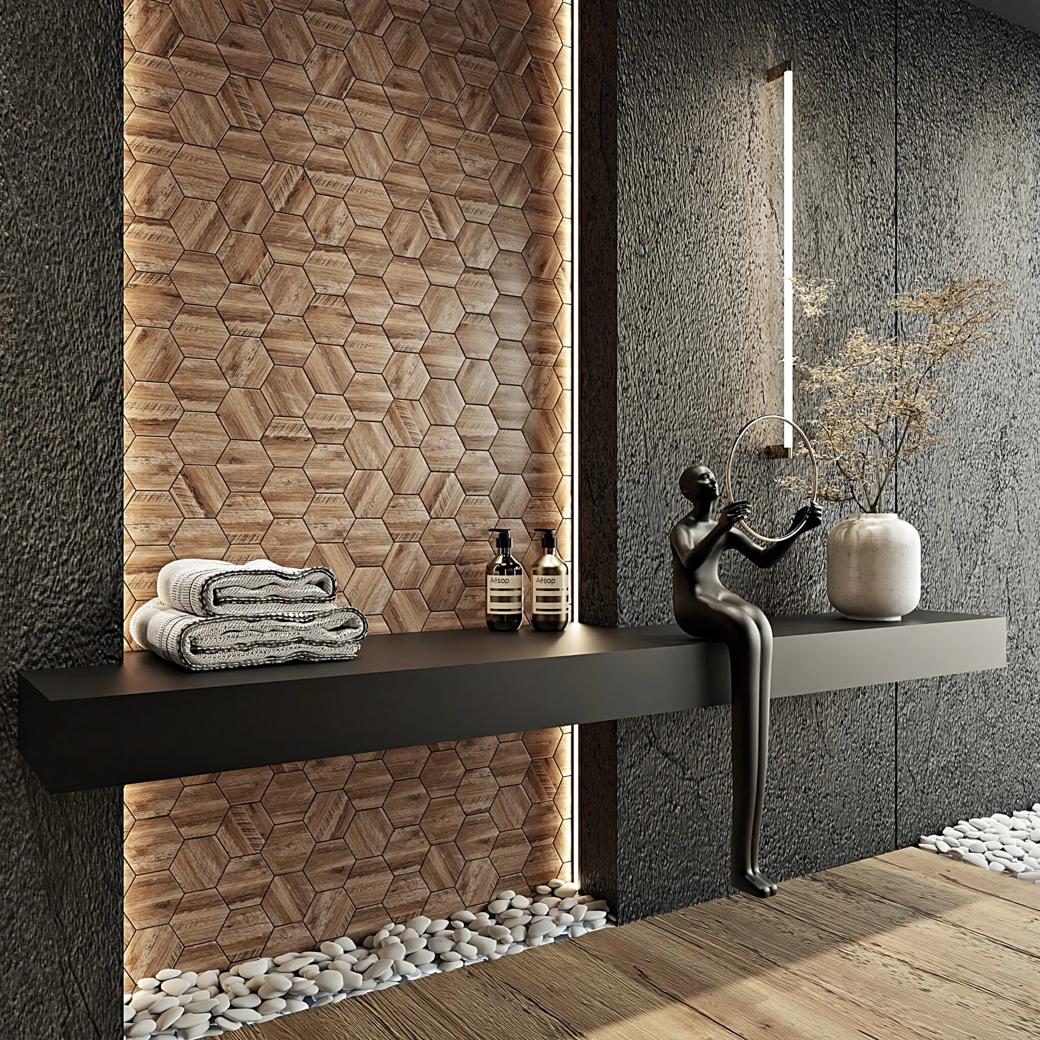 Ceramik Studio Mozaika Heksagon Dark Wood - obrazek 3