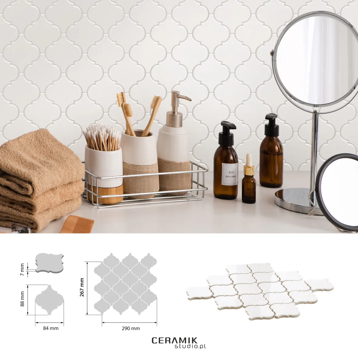 Ceramik Studio Mozaika Arabesque Snow