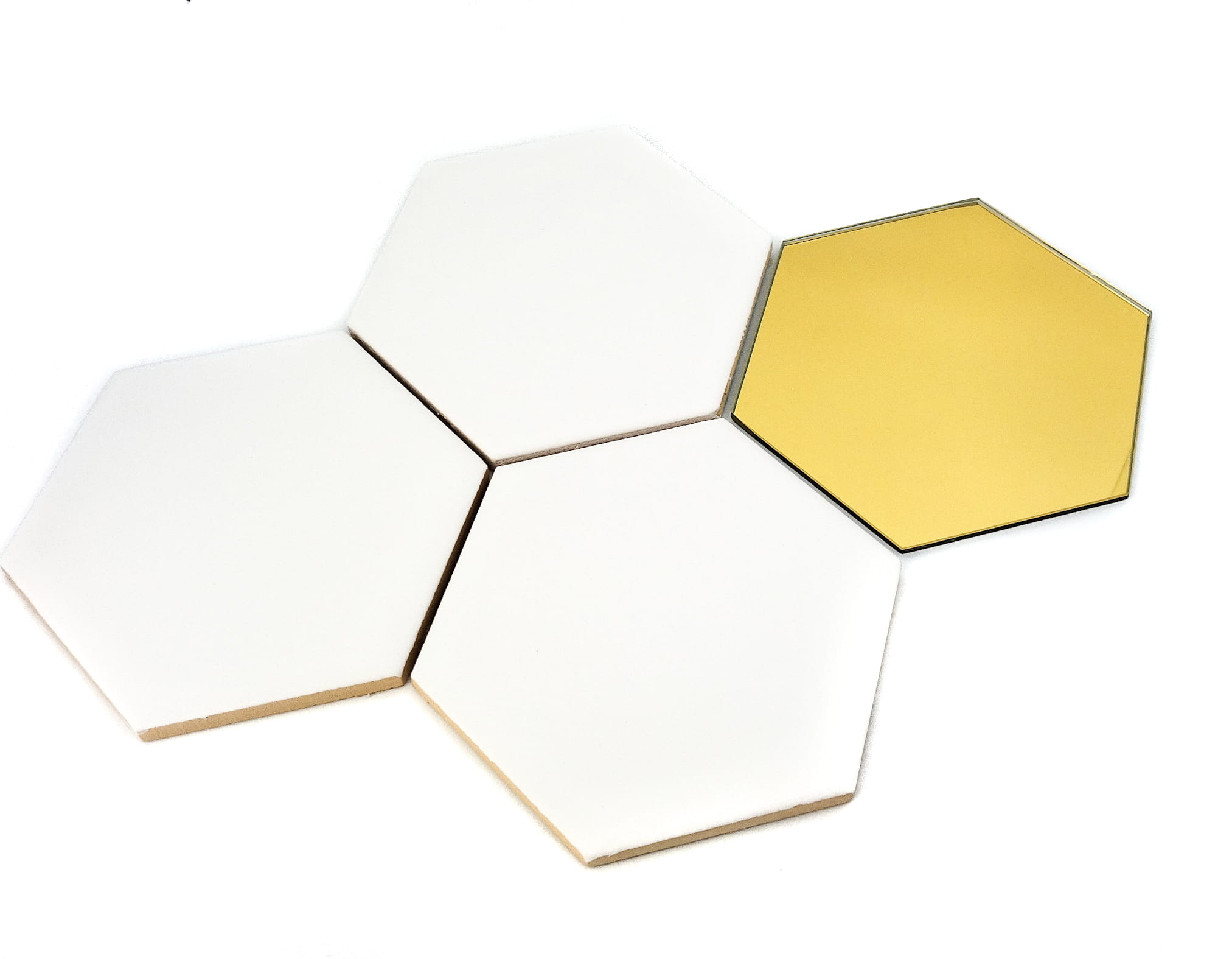 Ceramik Studio Mozaika Mozaika Heksagon White&Mirror Gold - obrazek 3
