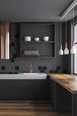 Ceramik Studio Mozaika Heksagon Dark Grey