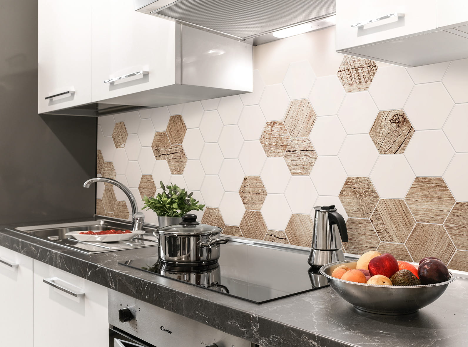 Ceramik Studio Mozaika Heksagon White – Wood - obrazek 3