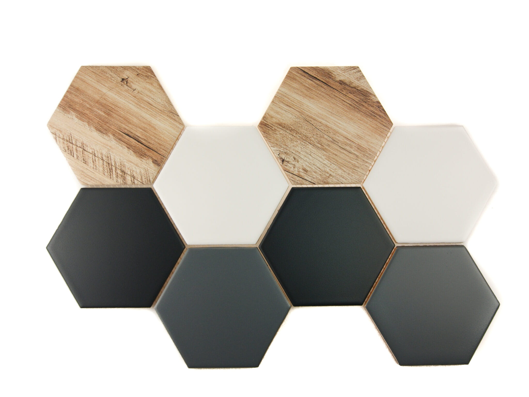 Ceramik Studio Mozaika Heksagon MIX – Black Mat – Wood – White – Dark Grey - obrazek 2