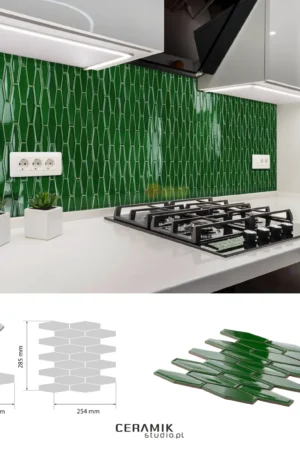 Ceramik Studio Mozaika Long Hex Green