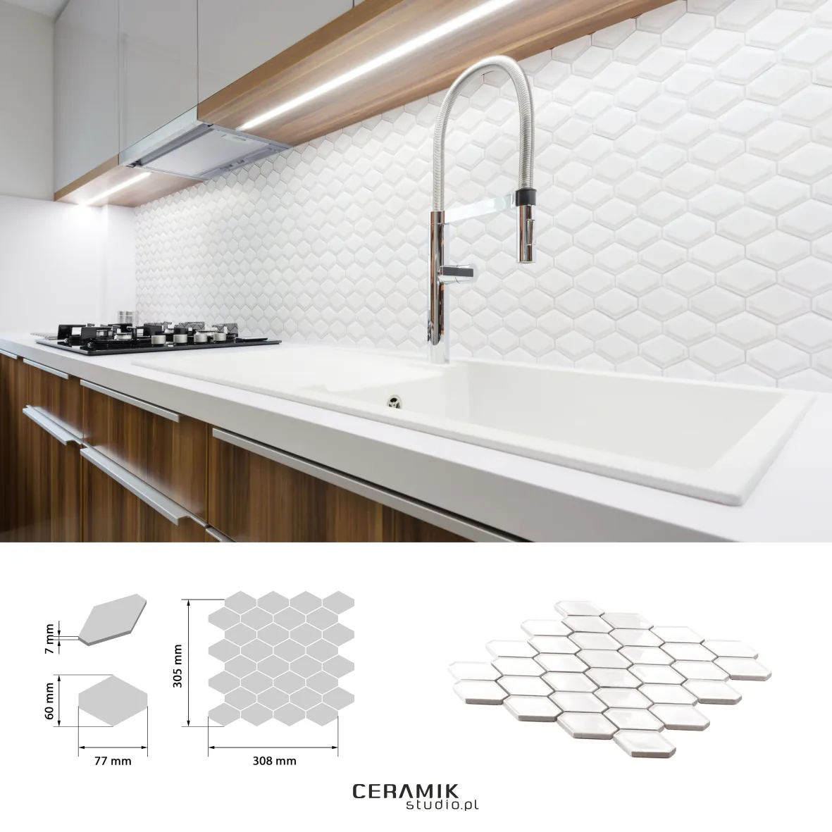Ceramik Studio Mozaika Daring Snow - obrazek 2