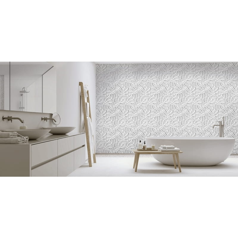 Mural gresowy 60x60 MONSTERA WHITE MAT - obrazek 2