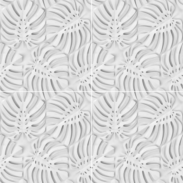 Mural gresowy 60x60 MONSTERA WHITE MAT - obrazek 3
