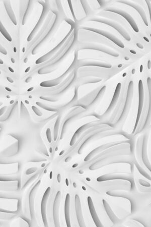 Mural gresowy 60x60 MONSTERA WHITE MAT