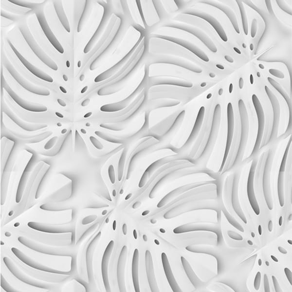 Mural gresowy 60x60 MONSTERA WHITE MAT
