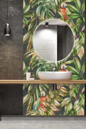 Ceramik Studio Obraz Wielkoformatowy Ceramiczny obraz Papugi 120×120
